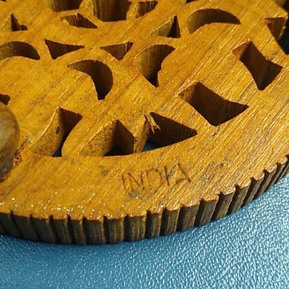 Set of Three Carved Wooden Trivets - Picture 3 of 9